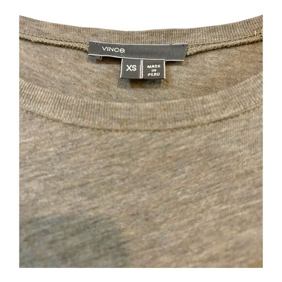 Vince Mottled Greinge LS T-Shirt Top Shoulder Pads Sz M Pima Cotton Modal J23 - Picture 3 of 6